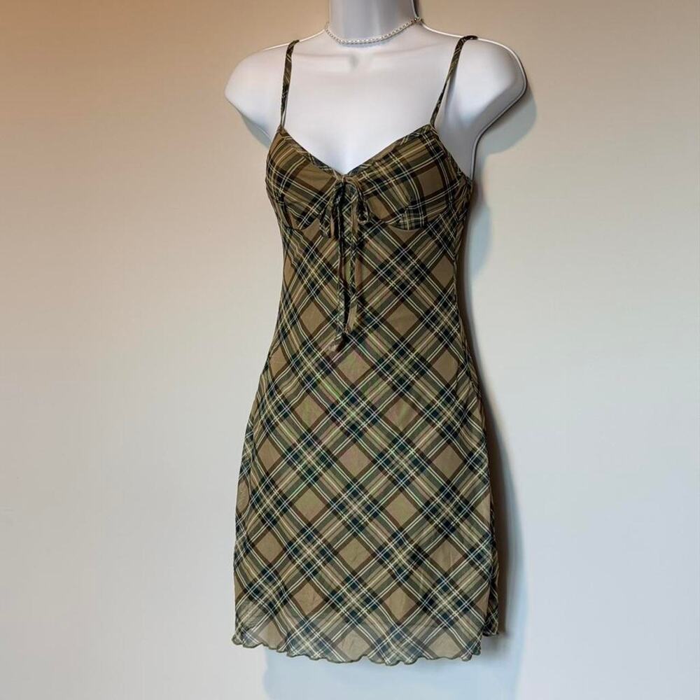Y2k plaid slip dress